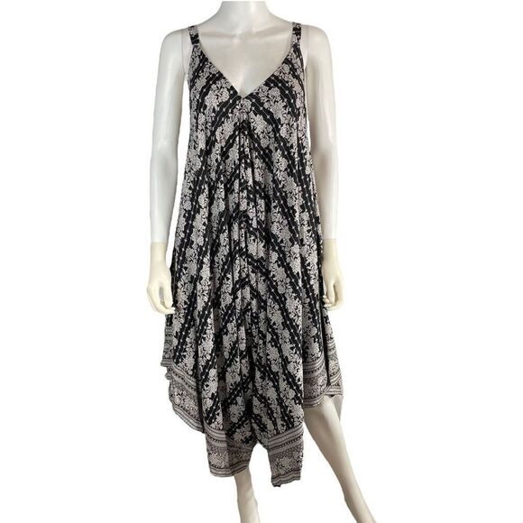 Japna Women’s 2 Black White Floral Maxi One Piece Romper Sleeveless - Picture 1 of 8